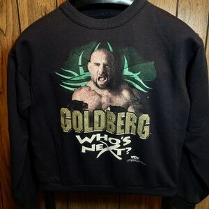 Goldberg Black Sweatshirt Vintage 90s 1998 WCW Whos Next Youth Large No Tag
